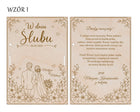 Kartka ślubna grawerowana z kokardą personalizowane życzenia pamiątka ślub drewniana z kopertą na rocznicę, 11,5 x 16,5