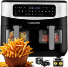 Frytkownica beztłuszczowa dwukomorowa AIR fryer 10l XL 2600W okno podglądu czarny