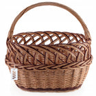 Koszyk na zakupy wiklinowy owoce grzyby warzywa 39 cm lekki pojemnik pleciony na targ, do zbiorów, 14 l, brązowy