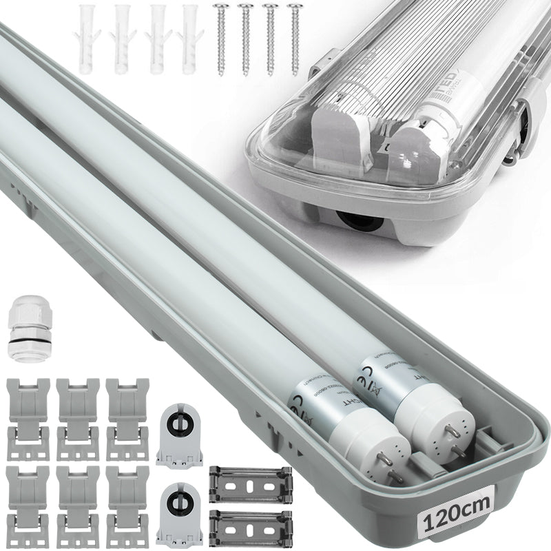 Lampa LED garażowa oprawa G13 hermetyczna IP65 świetlówki 120cm 230V 4000K do biura i korytarza, 2 punkty świetlne