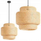 Lampa Sufitowa Boho Rattan Bambus Pleciona Naturalna E27 Styl Wiklinowy Abażur wiszący do salonu sypialni jadalni