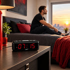 Budzik elektroniczny zegar sieciowy duży wyświetlacz LCD alarm 24H czarny cyfrowy czasomierz do sypialni z cyframi