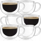 6x SZKLANKA TERMICZNA Z UCHEM 300ml DO KAWY LATTE HERBATY filiżanka ZESTAW kubki z podwójną ścianką, szkło bezbarwne