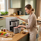 Frytkownica beztłuszczowa dwukomorowa pionowa panel boczny LED Air Fryer szary