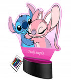 Lampka Nocna z Nadrukiem Bajka Stitch Angel Grawer Twoje Imię Prezent LED oświetlenie dekoracyjne do pokoju dziecięcego