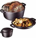 Garnek Żeliwny z Pokrywą 26cm Patelnia Garnek Brytfanka 4,5 L indukcja GAZ naczynie do piekarnika, kuchenki
