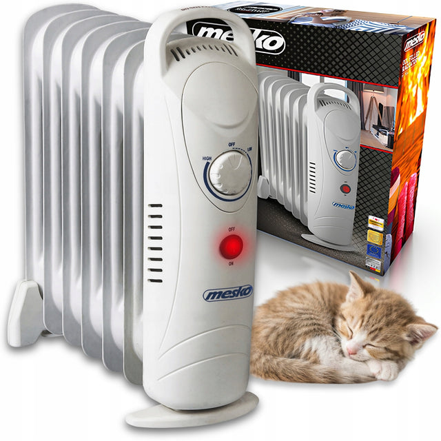 Mini grzejnik olejowy elektryczny mały do łazienki kompaktowy 800W 350 mm 400 mm grzewcza biały