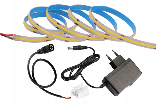 Zestaw LED linia COB 12V 24W 2mb neon Zasilacz DC taśma świetlna, biały neutralny, IP44, do podświetlenia wnętrz