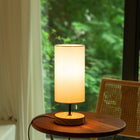 Lampa stołowa Aigostar biały E27 40 W z 2 portami USB lampka nocna na stolik, drewniana podstawa, do sypialni i salonu