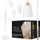 Lampa Stojąca Podłogowa Biała Regulowana Drewno 170cm na E27 LED + Włącznik do salonu sypialni pokoju dziecięcego, 1