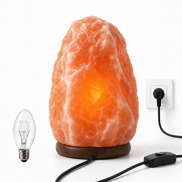 Livello lahore Lampa solna himalajska bryła naturalna 7-10 kg jonizator ozdoba z soli, żółta barwa światła, zasilanie sieciowe