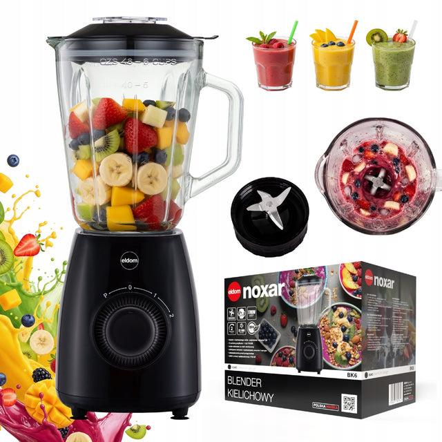 Blender kielichowy szklany do koktajli 1,8l 1000W czarny BK6 Eldom