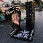 Wieczny znicz solarny LED Ze Zdjęciem Cmentarz dla Mamy Taty Babci Dziadka lampion nagrobkowy na grób, wysokość 20 cm