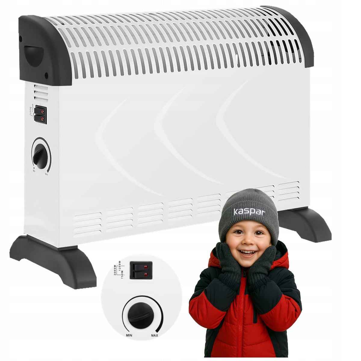 Grzejnik elektryczny konwektorowy farelka termostat 2000W energooszczędny ogrzewacz pokojowy do domu i biura, biały