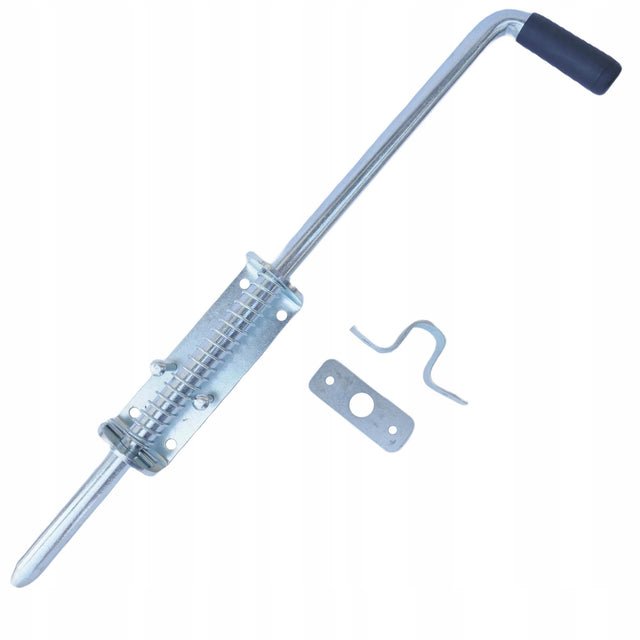 Zasuwy i rygle, zamknięcie rygiel do bramy 420 mm ze sprężyną ocynk 42 cm skobel do furtki, zatrzask metalowy