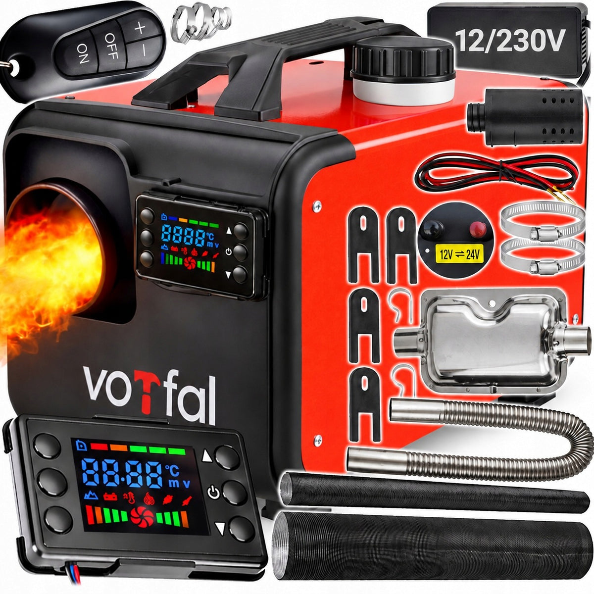 NAGRZEWNICA SPALINOWA OLEJOWA OGRZEWANIE POSTOJOWE WEBASTO 8KW LCD 12V 230V grzewcza
