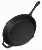 Patelnia żeliwna duża 30cm ciężka czarna rossner MM7063 naczynie do smażenia na indukcję, gaz, kuchnię elektryczną i