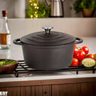Garnek żeliwny 4,8 L do Pieczenia Kociołek brytfanna 26cm Indukcja Gaz z pokrywką, do piekarnika, na kuchnię ceramiczną