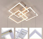 Lampa Sufitowa LED Żyrandol z Pilotem 40W Kwadratowa Biała Nowoczesna oświetlenie do salonu i jadalni, 3 punkty