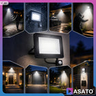Halogen LED 100W Lampa Naświetlacz z Czujnikiem Ruchu Zmierzchu Zewnętrzny reflektor ogrodowy IP66 5000 K 6500 lm białe