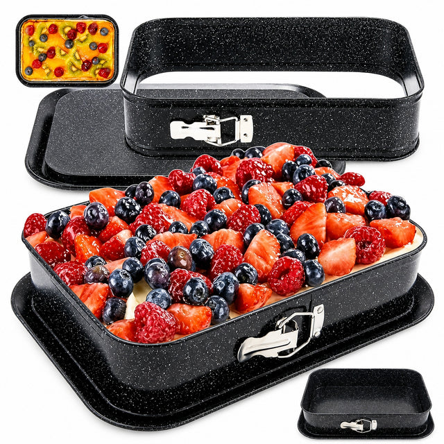 Blacha do pieczenia prostokątna do ciasta tortownica 39x27,5x8cm non-stick forma granitowa do wypieków i deserów