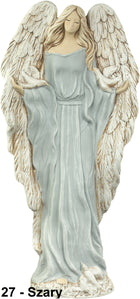 Figurka Anioł duży gloria Wyjątkowy Idealny Prezent Anielica wys-42 cm ozdoba ceramiczna do domu, biało-szara dekoracja