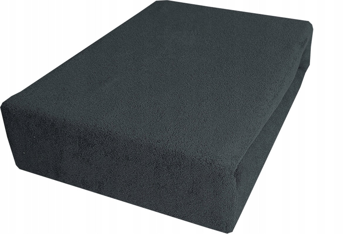 Prześcieradło Frotte Figaro 200x220 z gumką grube na materac, szare, tekstylia do sypialni