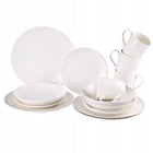 SERWIS OBIADOWY PORCELANOWY 16EL 4 OSOBY KOMPLET ZESTAW TALERZY KREMOWY zastawa stołowa okrągła do zmywarki i kuchenki