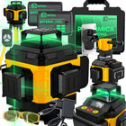 Poziomica laserowa poziomica krzyżowa 4D 16 linii laser + 2X AKU statyw XL zielone wiązki 360° do prac remontowych i