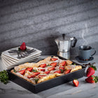 Blacha forma do pieczenia ciasta blaszka prostokątna XXL zestaw blach 3szt metalowe naczynia do wypieków 40x25,5x6,5 cm
