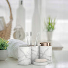 Duży zestaw łazienkowy 4w1 marmur Marble + Miedz akcesoria do łazienki, dozownik na mydło, kubek na szczoteczki