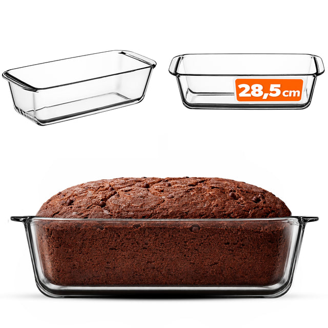 Szklana forma do pieczenia chleba keksówka 28,5cm naczynie żaroodporne 2.5 l szkło