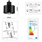 Lampa sufitowa plafon żyrandol loft edison LED oprawa metalowa czarna 2-punktowa E27 60 w do salonu i jadalni