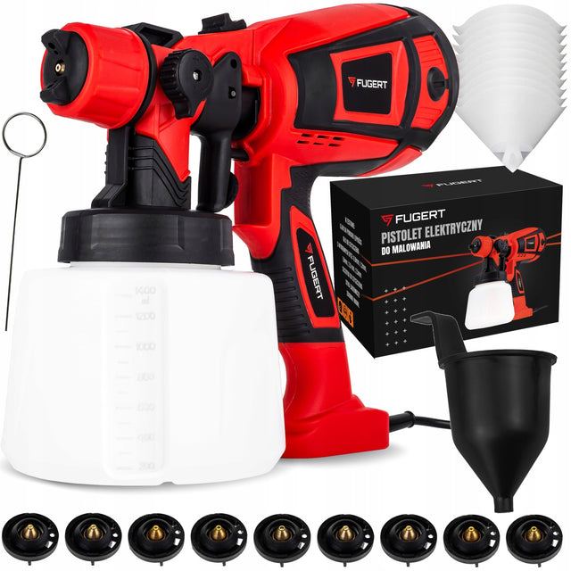 Pistolet do malowania ścian elektryczny natryskowy do farb 750W 9 dysz 1,4l 750 w