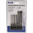 Wiertła Do Szkła Zestaw 7szt 3-12mm HEX 1/4" 6.25 Do Płytek Gresu Ceramiki piórkowe do glazury i kafli, mocowanie do