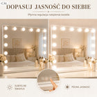 Duże Lustro Hollywood 80x60 LED do Makijażu 18 Żarówek Białe Stojące XXL toaletowe kosmetyczne prostokątne metalowa rama