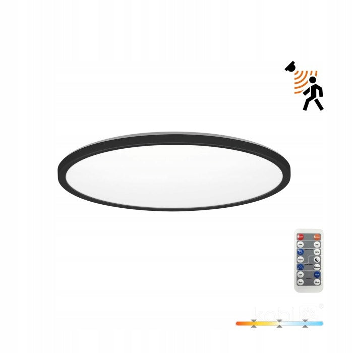 Plafon sufitowy LED okrągły 30 cm 24W czujnik IP54 nivera circle Kobi oprawa oświetleniowa zintegrowana, czarna