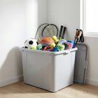 Pojemnik plastikowy z pokrywą organizer praktyczny szary 30l układaj w stos pudełko do przechowywania rzeczy 40x33x20 cm