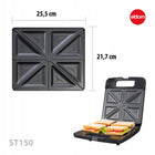 Opiekacz do kanapek tostów sandwich toster 1400W duży XXL 4 kanapki nominalna srebrny/szary
