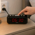 Budzik elektroniczny zegar sieciowy duży wyświetlacz LCD alarm 24H czarny cyfrowy do sypialni biura domu z cyframi