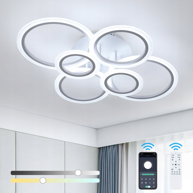 Lampa sufitowa plafon LED biała nowoczesna do salonu z pilotem 3000K-6500K 48W biały tworzywo sztuczne