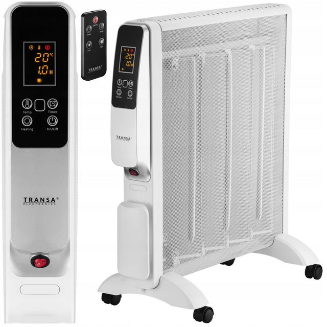 Grzejnik elektryczny na podczerwień termostat timer pilot Biały 2000W promiennik ciepła, ogrzewacz pokojowy, 2 poziomy mocy