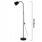 Lampa Stojąca Podłogowa Czarna Mat Regulowana 168cm E27 LED Włącznik Metal do salonu, sypialni, biura i jadalni
