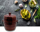 Beczka do kiszenia kapusty ogórków garnek kamionka na smalec 5l naczynie ceramiczne do fermentacji warzyw, brązowe