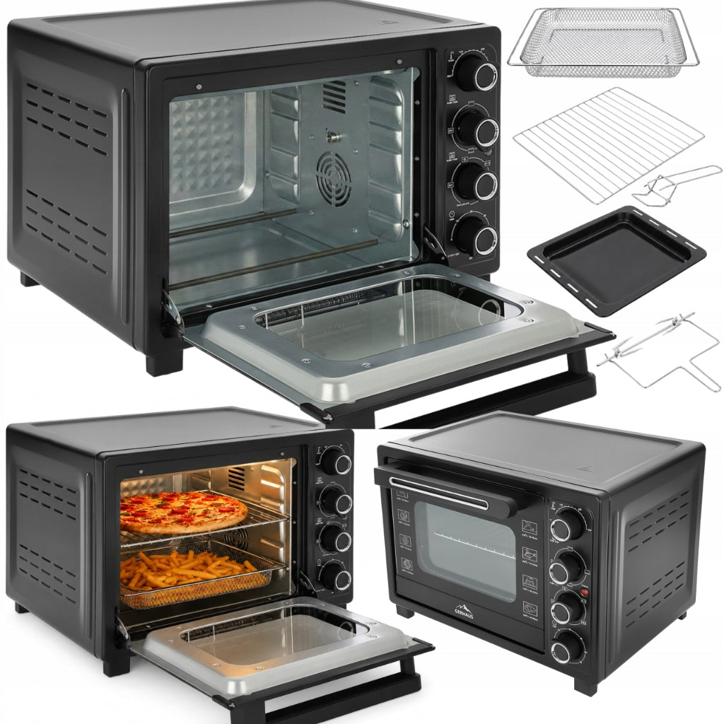 Piekarnik elektryczny 45 L 2000 w termoobieg rożen grill dehydrator 40-250C czarny