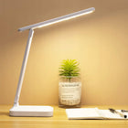 LAMPKA BIURKOWANOCNA LED NA BIURKO AKUMULATOR REGULOWANA SKŁADANA DO NAUKI lampa stołowa, ściemniana, biała, 35 cm, do