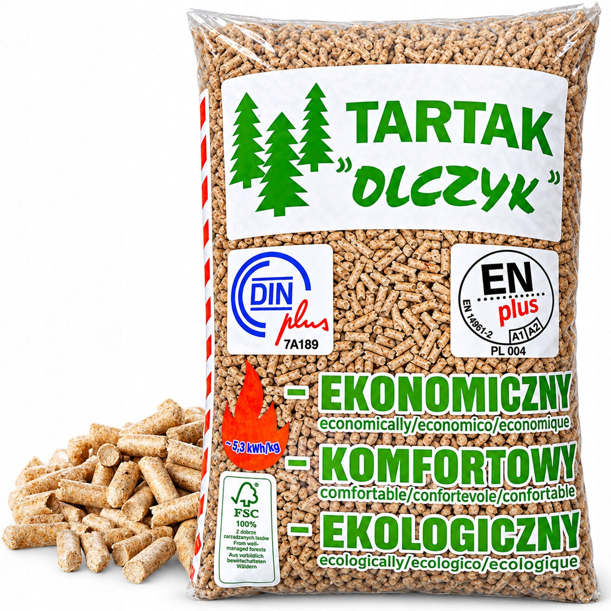 PELLET OLCZYK CERTYFIKOWANY PELET DRZEWNY OPAŁ WYSOKOKALORYCZNY EKO 15KG