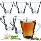 SZKLANKI DO HERBATY KAWY 250ml NAPOJÓW SZKLANKA ZESTAW Z UCHEM 6 szt kubki szklane bezbarwne na gorące i zimne płyny