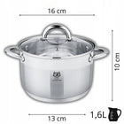 GARNEK STALOWY 1,6L NA INDUKCJE GAZ ze STALI NIERDZEWNEJ SZKLANA POKRYWA rondel do gotowania, średnica 16 cm, naczynie