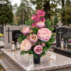 Bukiet wkład do Wazonu jesienny stroik na Cmentarz sztuczne Kwiaty na grób wiązanka florystyczna ozdoba nagrobna 60 cm